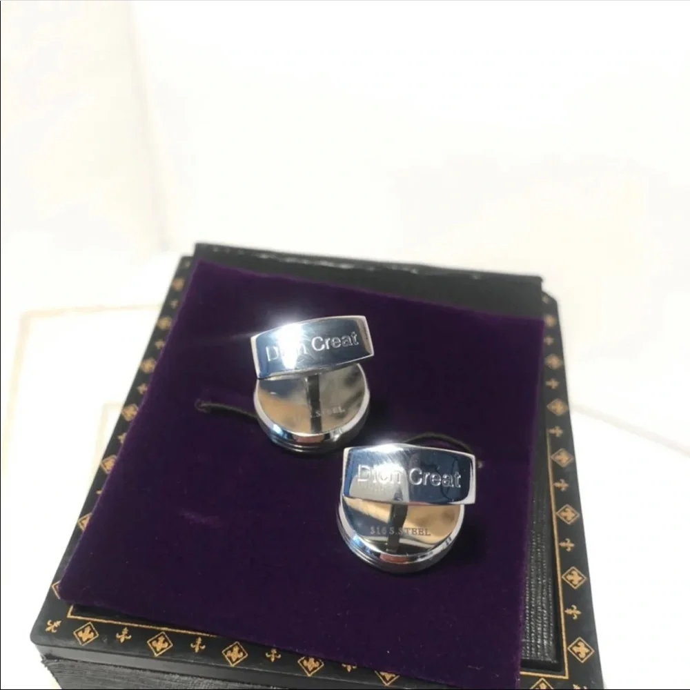 Dich Creat Cufflinks Stainless Steel Rhodium Emboss Tourbillon Men Cufflinks